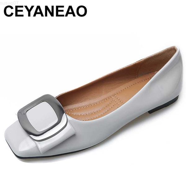 Отсуть обувь Ceyaneao Fashion Women Blue Flats Металлическая пряжка мягкая кожа Moccasins Balleerina Flats Ladies Plus Slipony Comfortbal Shoes L230721