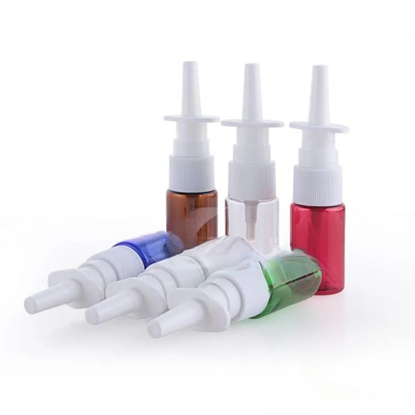 Flacone spray nasale Contenitore per flacone di plastica per emulsione Flaconi per campioni di imballaggio con spruzzatore a pompa per confezione cosmetica PET farmaceutico da 10 ml