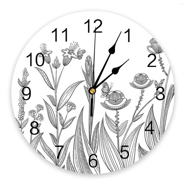 Orologi da parete Line Art Plant Nordic PVC Design moderno Home Decor Soggiorno Ufficio Adesivi Needle Digital Watch