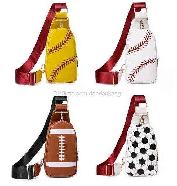 Outdoor Pu Brusttaschen Softball Fußball Strandtasche Sportleder Softball Baseball Umhängetaschen Männer Mädchen Umhängetasche Messager Tasche Volleyball Totes Aufbewahrungsrucksack