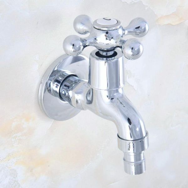 Rubinetti per lavabo da bagno Ottone cromato lucido Monoforo a parete Lavaggio Machome Rubinetto freddo Fuori porta Rubinetti per acqua da giardino Dav154