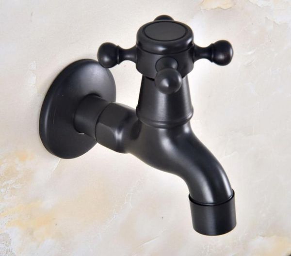 Rubinetti per lavabo da bagno Bronzo lucidato a olio Montaggio a parete Rubinetto per mop Fuori porta Giardino Piscina WC Rubinetti singoli per acqua fredda Dav339