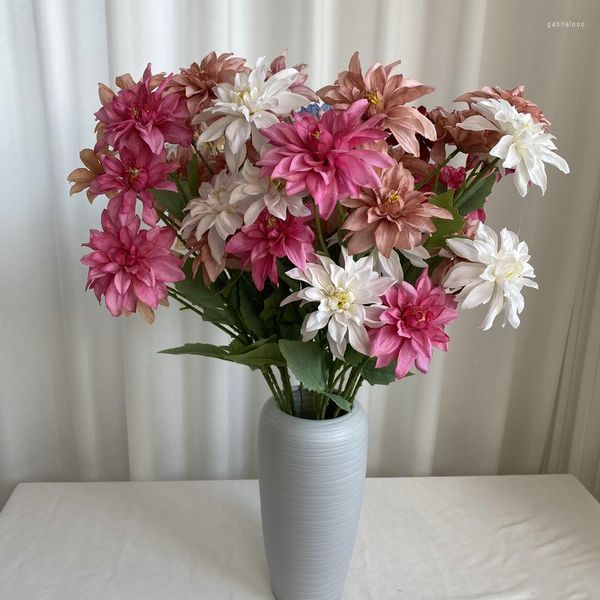 Dekoratif Çiçekler 2 adet sadece 4 Dahlia 70cm Yapay Düğün Salonu Düzeni Ev Dekorasyon Süsleri Bitkiler