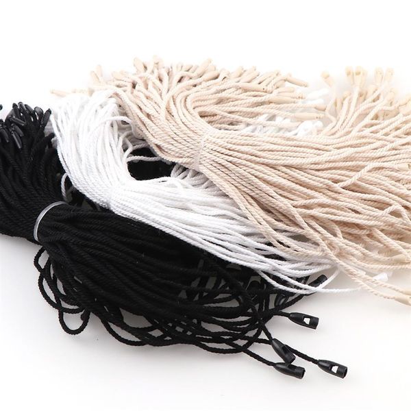 1000pcs / lot Seal Tag Cotton Strings Bullet Plug Loop Lock Cord Fastener Fibbia in plastica Testa Snap Rope Thread Hang Tag Borse 275V