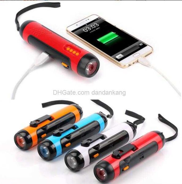 1800 mAh Notfall-Handkurbel-Taschenlampe, Radio, selbstbetriebenes AM/FM-Wetterradio für Outdoor-Survival, SOS-Alarm, aufziehbare Powerbank, Handy-Ladelampe