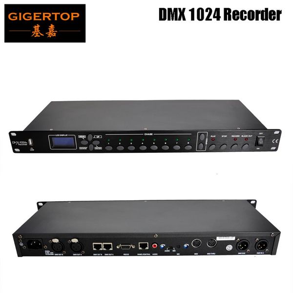 Gigertop TP-D1369 1024 DMX-Recorder US EU AU Stromkabel Mikrofon-Tonabnehmer AV-Audioeingang RJ45 oder RS232 verbinden Control326S