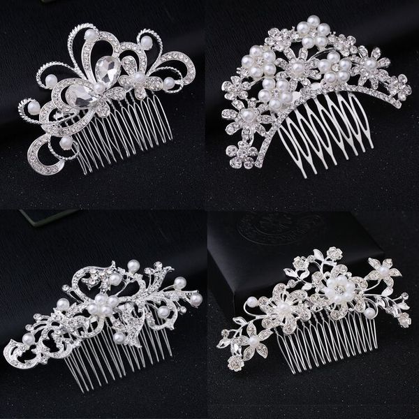 Perlen Braut Hochzeit Tiaras Atemberaubender feiner Kamm Brautschmuck Zubehör Kristall Haarbürste Haarnadel für die Braut