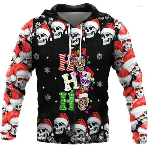 Erkek Hoodies Erkekler ve Erkekler Modaya uygun Hoodie Noel Kafatası Baskı Sweatshirt Sıradan Moda Butik Desen Ceketleri Parti Açık Sokak Giyim