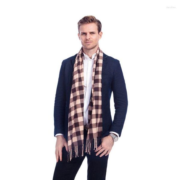 Sciarpe Inverno Morbido Caldo Uomo Sciarpa Moda Sciarpe Unisex Classico Tartan Cashmere A3A17528