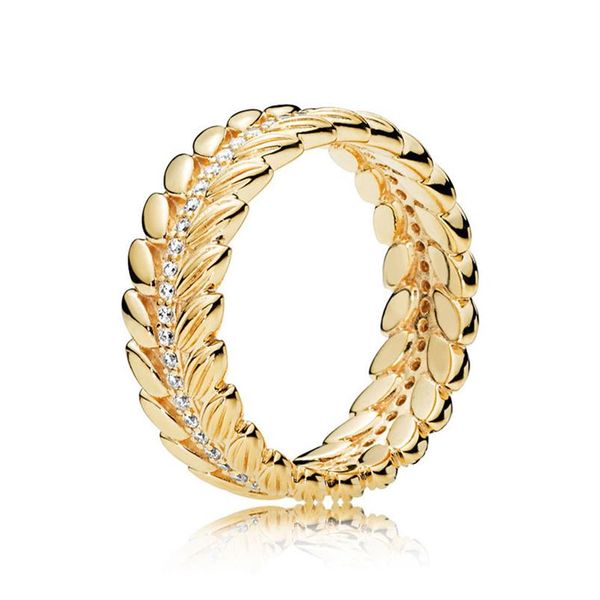 Роскошь 18 тыс. Желто -золото зерна энергии Кольцо оригинальная коробка для Pandora 925 стерлингового серебряного серебряного кольца кольцо Зерновое кольцо Женское Свадебное подарок 321H