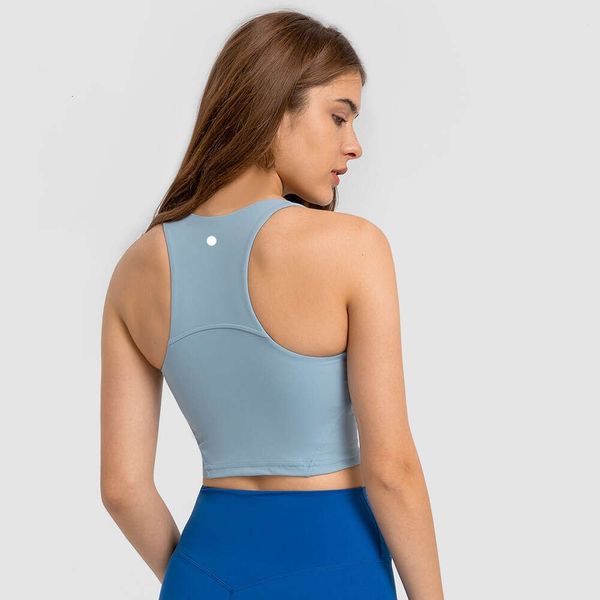 Kadınlar Alev Mahsul Tank Top Sütyen Yüksek Neck Spor Üstü Yok Racerback Egzersiz Tankları Yoga Fiess Lu-412