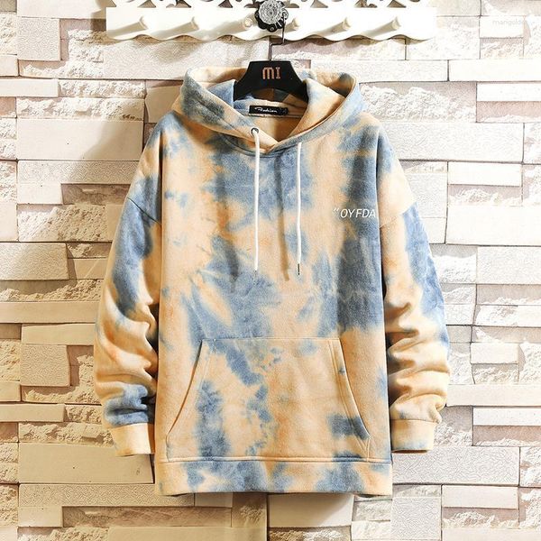 Heren Hoodies 2023 Autumn Men Tie-Dye gradiënt borduurwerk sweater sweater casual top jas boetiek kleding eenvoudige stijl