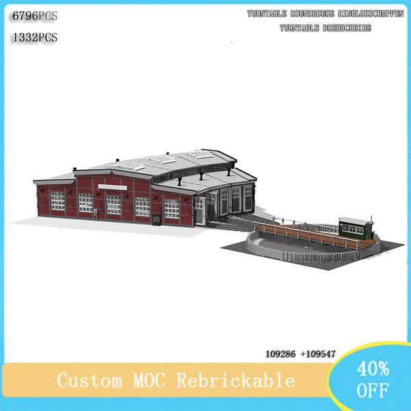 Action-Spielzeugfiguren, kreatives Bausteinmodell, MOC, modularer Bahnhof, Plattenspieler, rundes Haus, DIY Kindergeburtstagsspielzeug, Weihnachtsgeschenk 230721