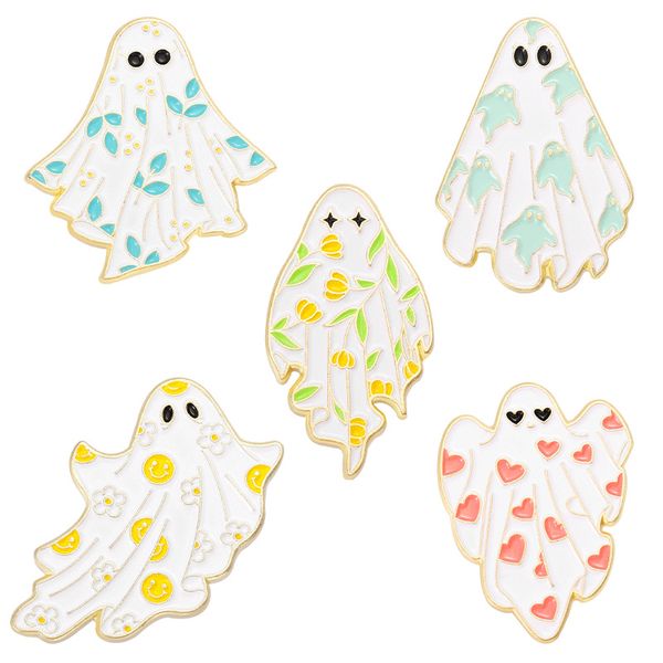 Pins de broche de esmalte fantasma fofo para crianças, joias de Halloween, chapéus, roupas, casaco, camisa, broches, broches de lapela, distintivo, meninos, meninas, acessórios