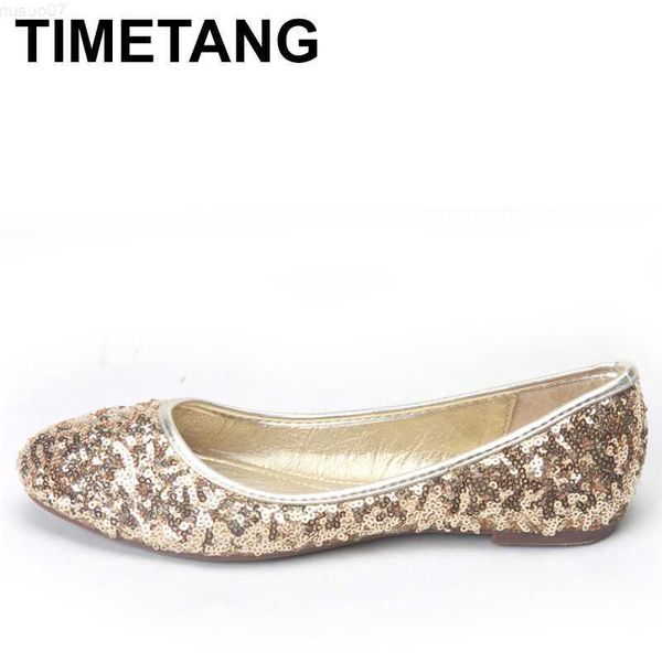 Scarpe eleganti TIMETANG Scarpe piatte dorate con paillettes balletto Mocassini da donna punta tonda party office lady slip on shoes party work drivingE634 L230721