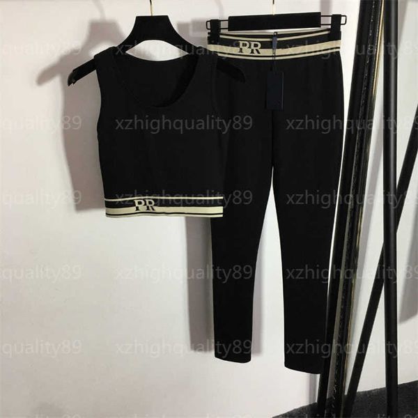 Fato de Treino Feminino Roupas Femininas Ropa De Mujer Leggings Terno Jogging Alfabeto Teia Cintura Regata Regata Elástica Skinny Nine Minute Bottom Calças Agasalhos