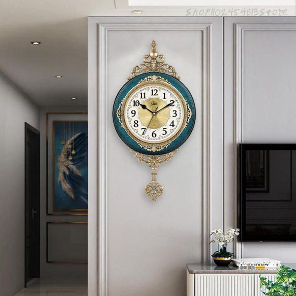Relógios de parede Relógio de balanço de estilo europeu Sala de estar Vintage Moda Simples Relógio de suspensão Quarto Quartzo ultrassilencioso