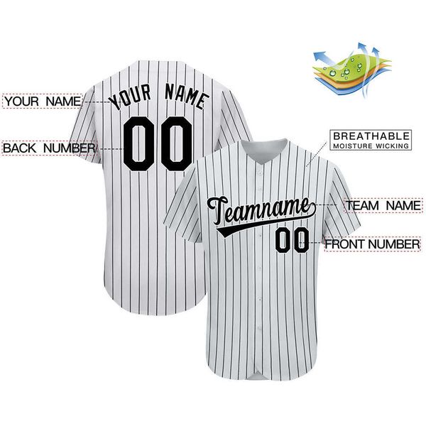 T-shirt da uomo Personalizzabile Maglietta della squadra di baseball Stampa Team Nome personale Numero Stripe Hip Hop Sportswear T-shirt da baseball Uomo / Donna / Bambino J230516