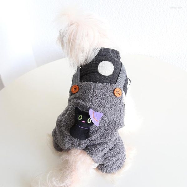 Vestuário para cães Roupas para animais de estimação Outono Inverno Médio Pequeno Macacão Quente Trajes de Halloween Macacão de Lã Pijama de Pelúcia Gatinho Cachorrinho Terno Doce