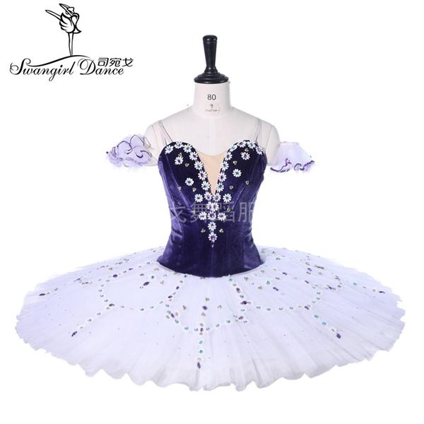 Dunkelviolettes Feen-Tutu für Damen, professionelles Ballett-Tutu, Ballerina, Pfannkuchenplatte, klassisches Ballett-Kostüm BT9279260h