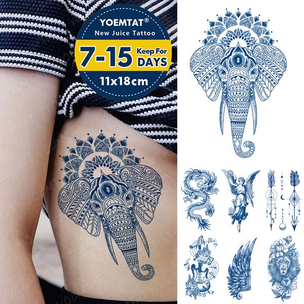 Semi-Permanente A Base di Erbe Durata Inchiostro Impermeabile Autoadesivo Del Tatuaggio Temporaneo Elefante Drago Leone Flash Tatto Donne Body Art Tatoo Falso