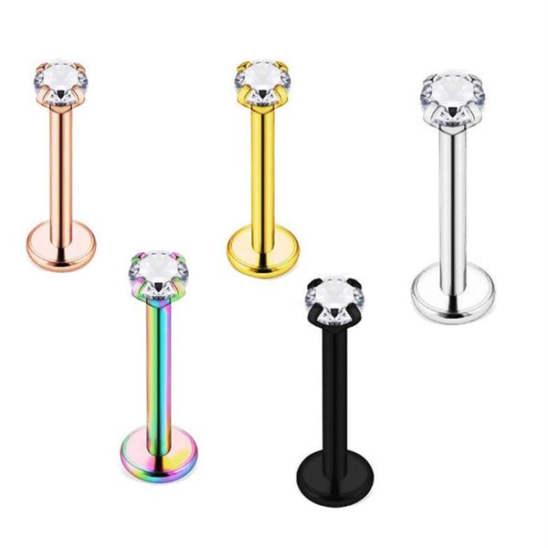 100PCS 20g 1mm Fashion Labret Rings Lip Studs Aço Cirúrgico Tragus Bars Helix Ear Cartilage Brincos Piercing Body Jewellery215e