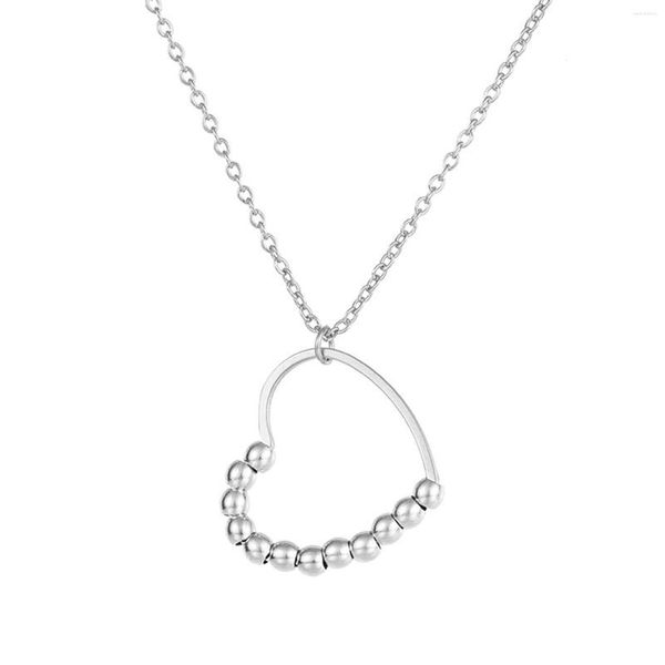 Anhänger Halsketten 304 Edelstahl Einfache Geometrische Halskette Link Kabel Kette Charms Perlen Herz Für Frauen Schmuck 45 cm