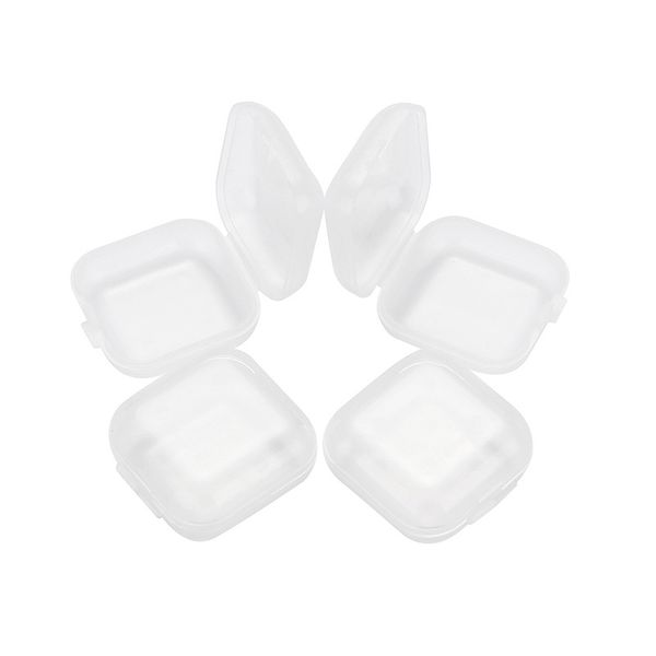 Scatola quadrata trasparente fai-da-te Contenitori in plastica per contenitori con coperchi Contenitori per tappi per le orecchie per gioielli 3,8 * 3,8 cm