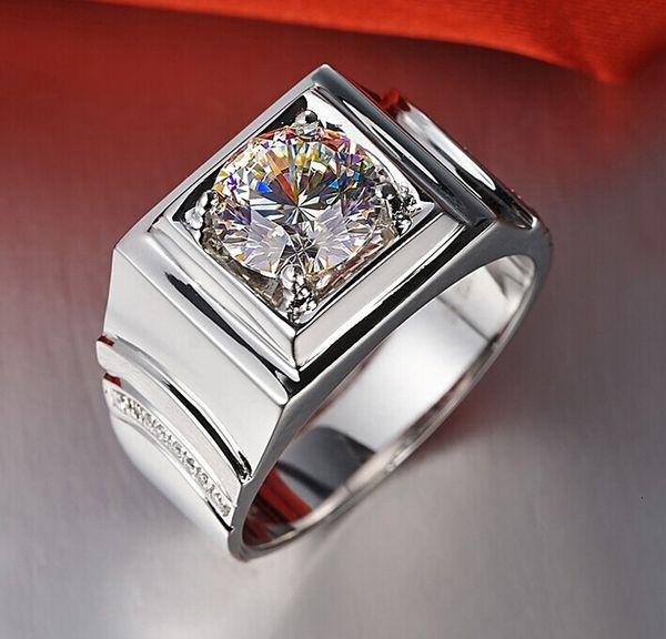 Alianças de casamento certificadas ouro branco sólido 14 K diamante 1 quilates anel de noivado masculino joia presente de aniversário para homem 230721