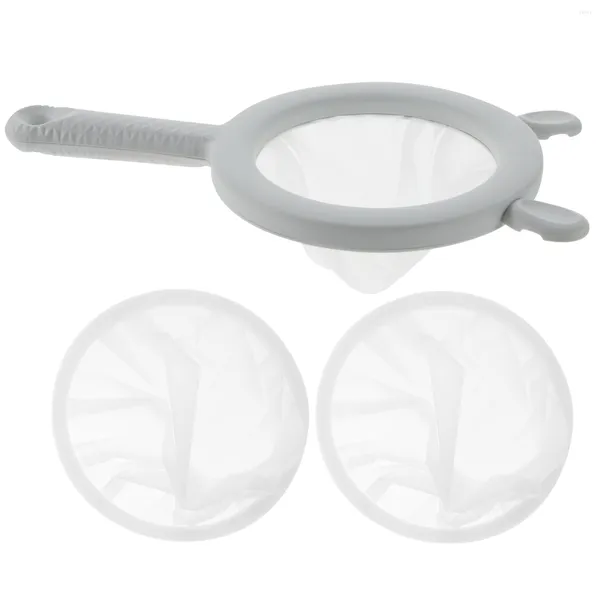 Set di stoviglie Filtro ad anello in plastica con manico Setaccio da cucina Filtro a rete multiuso Filtri per succo a setaccio fine