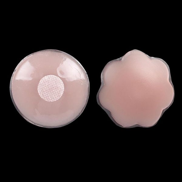 100 Pçs Sexy Silicone Mamilos Patch Almofadas de Sutiã Feminino Pétalas Removíveis Reutilizáveis Invisíveis Flor Redonda Formato de Coração Feminino 237L