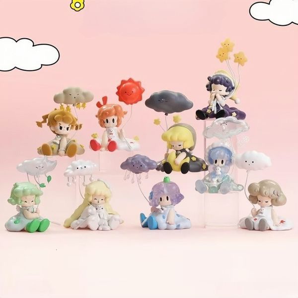 Figuras de brinquedo de ação Uki Moods and Weather Series Blind Box Figure Cute Cartoon Surprise Model Collection Ornament Doll Gift 230720