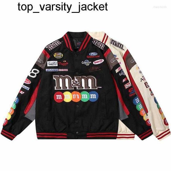 Novo 23ss Jaquetas masculinas Bordado Carta Harajuku Jaqueta de beisebol Casacos de marca de moda Homens Mulheres MM Impresso Patch Varsity Bomber M-2XL Jaqueta masculina Letterman