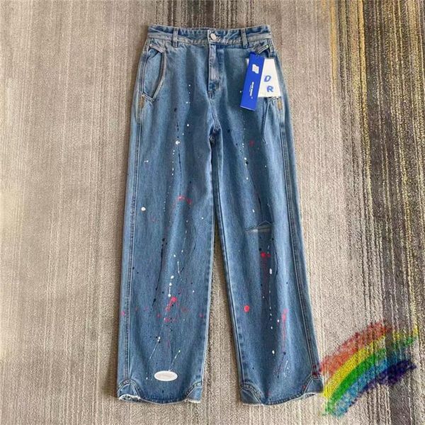 Alta qualità Ader Error Jeans Uomo Donna 11 Strappato Splash-ink dipinto a mano Adererror Denim Pantaloni Cosmos Mask Pantaloni Uomo2707