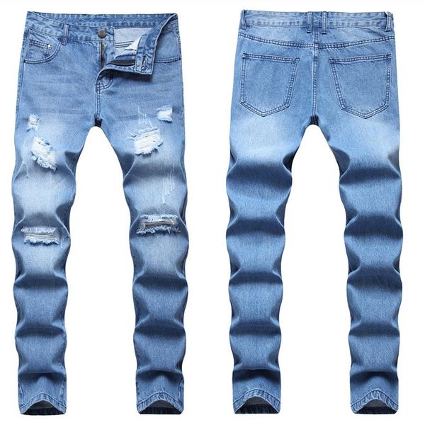 Jeans da uomo Pantaloni da uomo in denim di cotone slim sartoriale 2022 Elastico strappato Skinny Biker Ricamo Stampa Distrutto Foro nastrato F275S