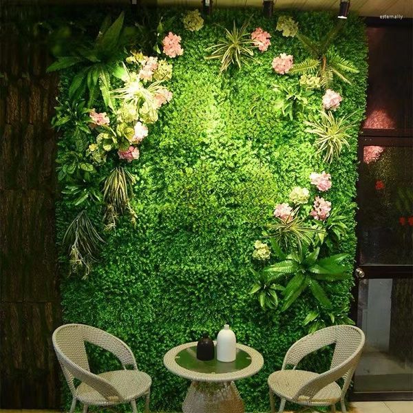 Flores decorativas Plantas caseiras Gramado ao ar livre Plantas de plástico verde Parede Cenário de casamento Acessórios Jardim El Store Decoração da casa