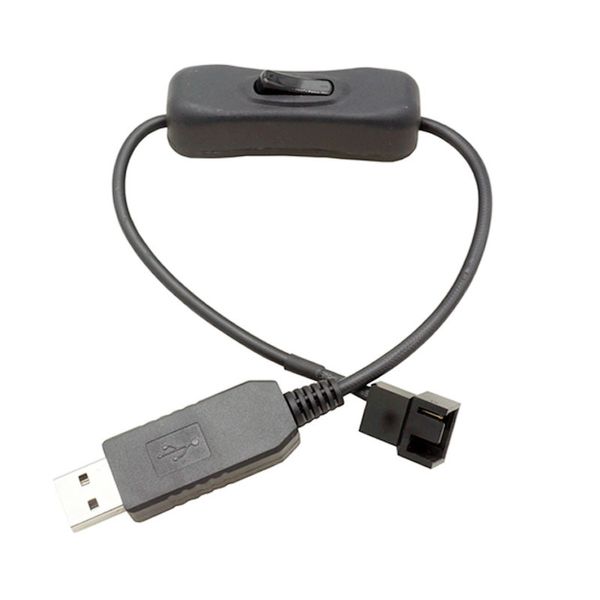 USB-3-контактный / 4-контактный адаптер вентилятора с входом / выключателем ввода 5 В для вывода шнура разъема 12 В для компьютерного шасси настольный компьютер