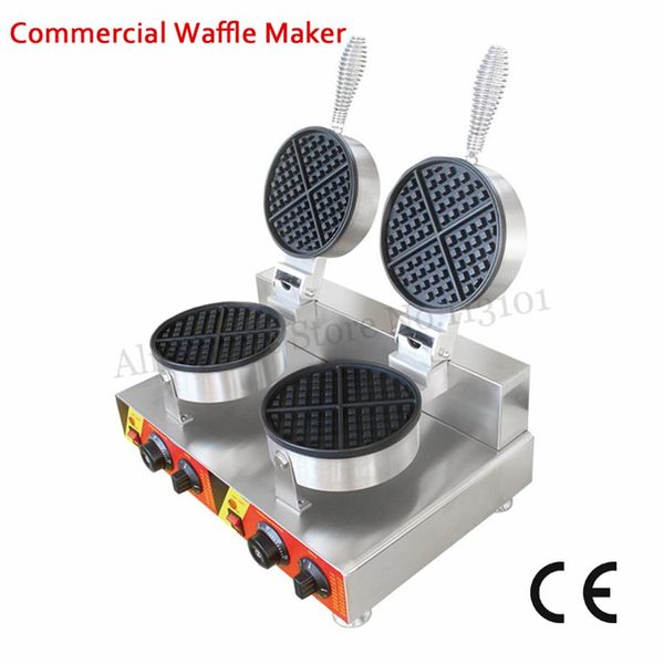 Electric Double Heads Commercial Waffle Maker Classic Snock Waffle Baker Termostat ve Zamanlayıcı CE315i ile Kolay Çalışma