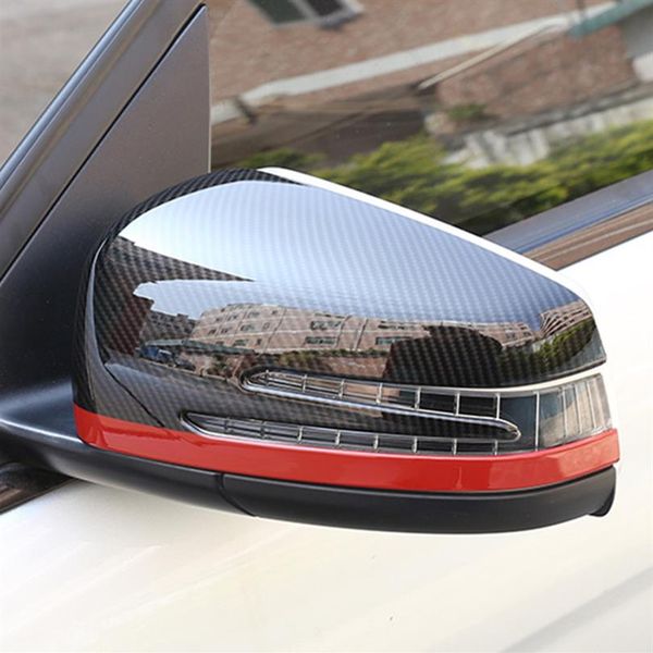 Decoração da capa do espelho retrovisor do carro adesivos de acabamento para mercedes benz c w204 2010-13 e w212 2009-15 decalques de cor de fibra de carbono253f