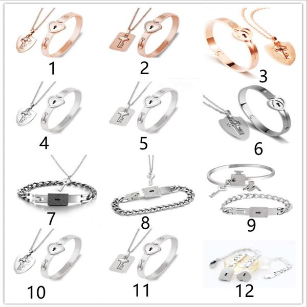 Pulseira de amantes de aço de titânio colares de grife feminino pulseiras de joias de luxo de alta qualidade casal terno escudo clássico Colar de chave B257S
