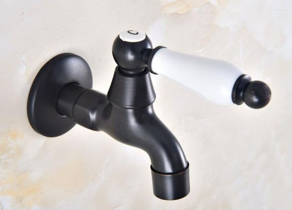 Rubinetti per lavabo da bagno Bronzo lucidato a olio Montaggio a parete Rubinetto per mop Fuori porta Giardino Piscina WC Rubinetti singoli per acqua fredda Dav341