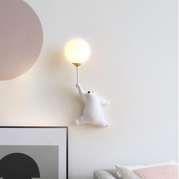 Lampada da parete SANDYHA Orso Led Camera dei bambini Luci notturne per bambini Neonata Camera da letto Comodino Decorazioni per la casa Corridoio Nursery Applique