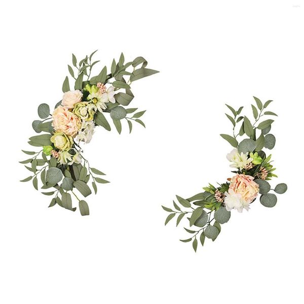 Flores decorativas 2x Arco de Casamento Feito à Mão Flor Artificial Swag Para Faça Você Mesmo Borgonha Rosa Arranjos Cenário Recepção Cerimônia Em Casa