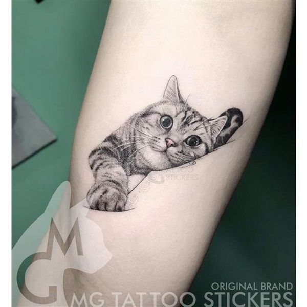 Tatoo Impermeabile Gatto Giapponese Simpatico Braccio per Animali Domestici Tatuaggio Semi Permanente Gatto Animale Adesivo Tatuaggio Divertente Tatuaggi Temporanei per Uomo Donna