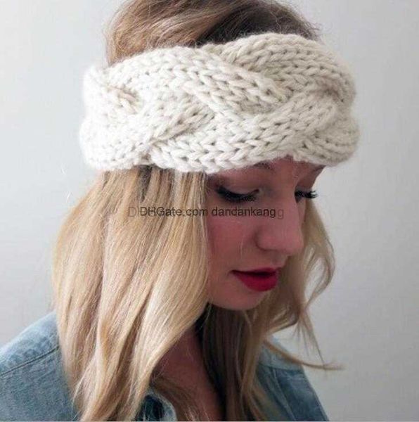 neue böhmische gedrehte Knoten warmer Turban Winter Bohemia warmes Stirnband Damen Schönheit Stirnbänder Wolle stricken häkeln Twist Haarbänder