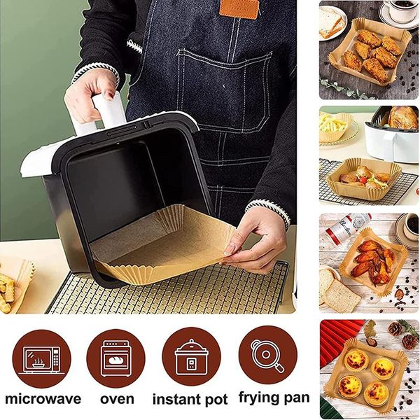 Álbuns grande 23cm fritadeira de ar forro de papel descartável antiaderente forno esteira vegetal cozinhar papel pergaminho especial para airfryer cozimento xxl