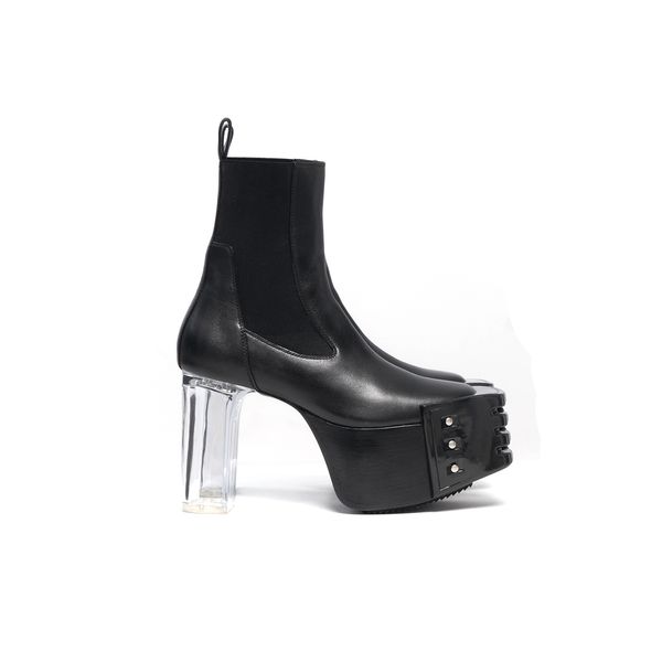 2023SS High Heel Street Kiss Boots exclusivos Crystal TPU TPU Sole Real Leather Platform Botas