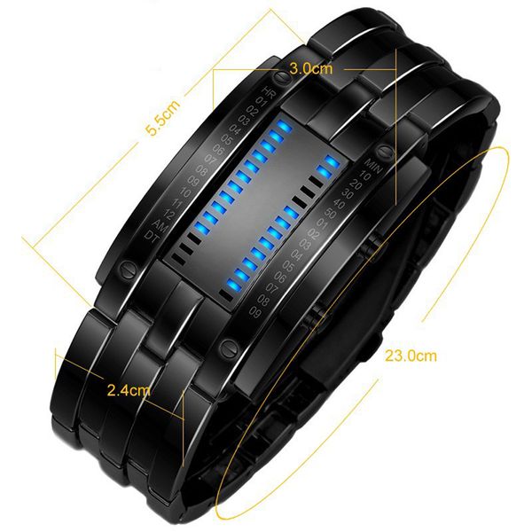 Orologio da polso da polso da polso uomo impermeabile da donna in acciaio inossidabile binoso binario luminoso a led elettronico orologi sportivi orologi