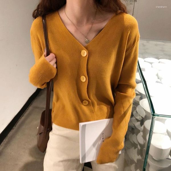 Frauen Strick Großhandel Herbst 2023 Koreanischen Stil Student Kragen Langarm Dünne Pullover Mantel Weibliche Lose Strickjacke Mode