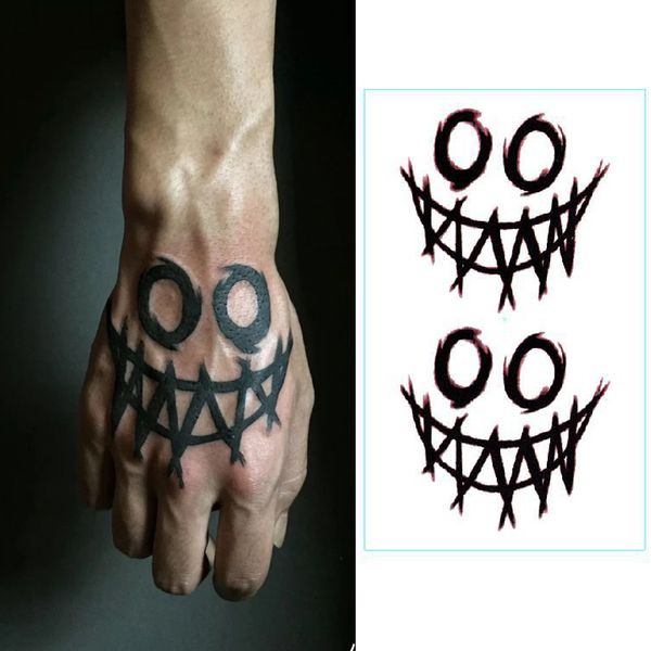 Tatuaggi Temporanei Mano Indietro Adesivo Tatuaggio Finto Adesivi Tatuaggio Scuro Sorriso Nero Tatuaggio Rosa Strega Cubo Braccio Piede Tatoo Impermeabile